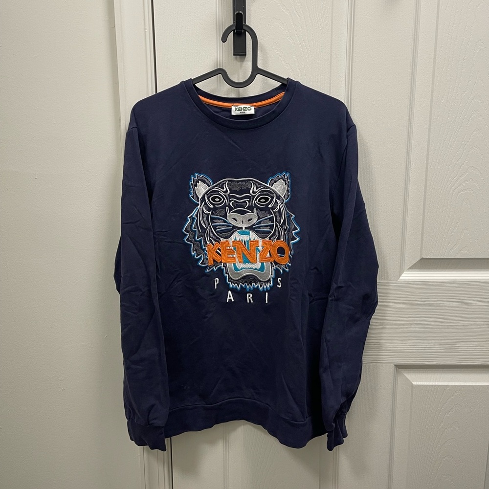 Kenzo Dark Blue Crewneck with Tiger Motif